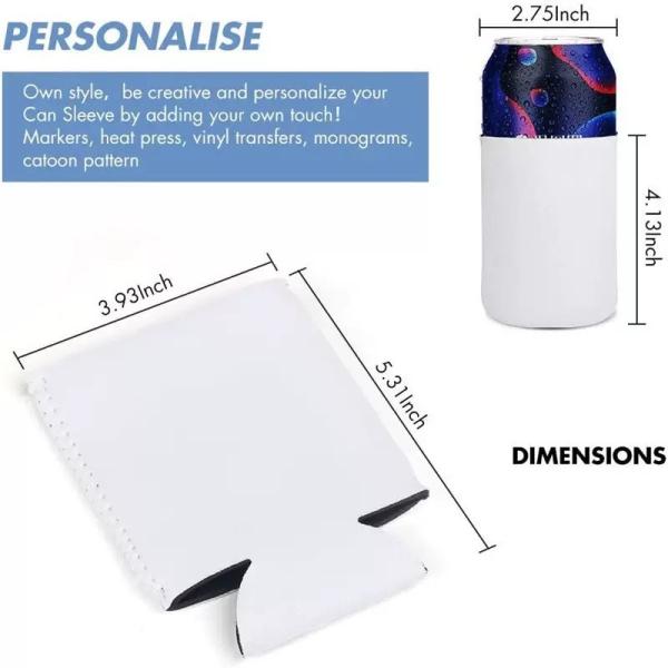 Foldable 12 Oz Sublimation Beer Can Cooler Neoprene Sublimation Blanks Diy Custom Sublimation Can Cooler