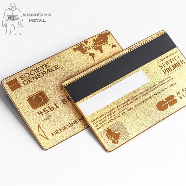 Custom 0.8mm Metal Bank Card With SLE4442 Contact Chip Magnetic Stripe
