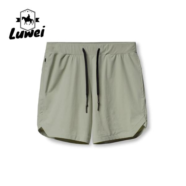 Drawstring Men Sports Shorts Polyester Woven Plain Jogger Workout Shorts