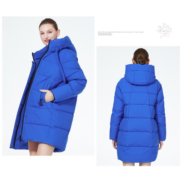 Winter Women'S Cotton Jacket 85cm Moderate Warm Women'S Cotton Winter Coats Fleece-Lined Pockets