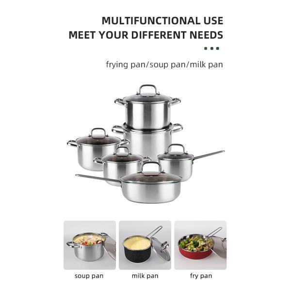 Hot Selling 12pcs Stainless Steel Cookware Set Cooking Tornado Pots And Pans Cookware Sets