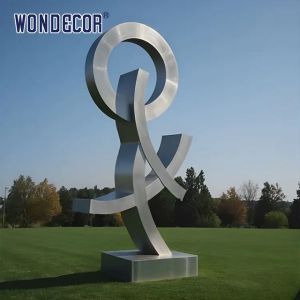 Large outdoor park geometric letter rusted steel sculpture