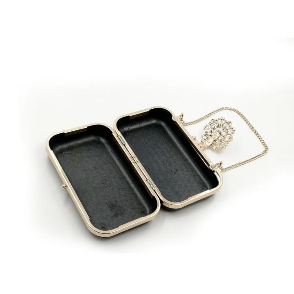 Beautiful Flower Clasp With Diamond Rectangle Box Clutch Frame