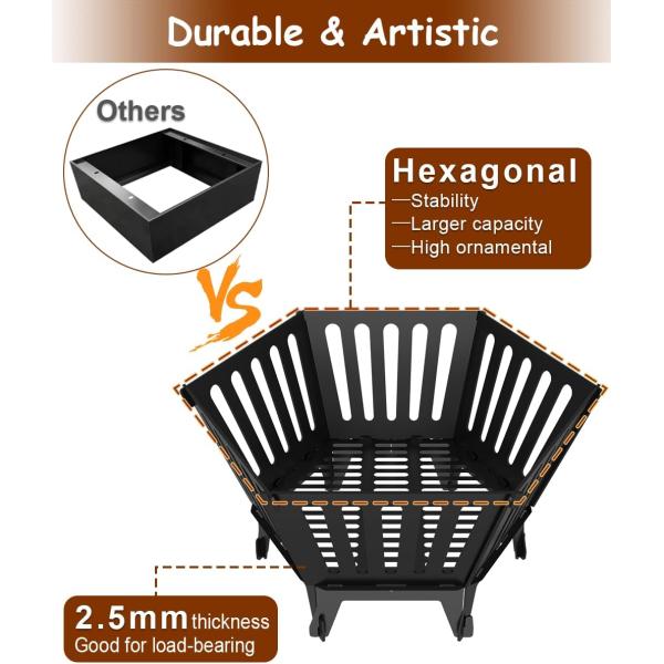 Adjustable Saddle Roof Riser Post 22.5 Inch Portable Ventilation Fire Pit for Camping