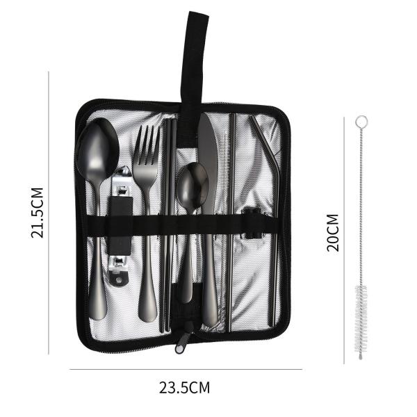 Portable Travel Stainless Steel Cutlery Set, Reusable With A Case For Fixing Tableware 11 Pieces