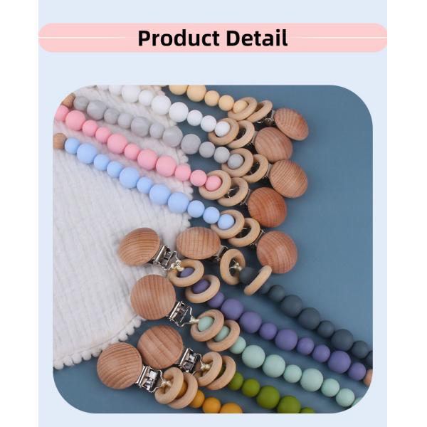 Toddlers Eco Friendly Silicone Pacifier Holder Beaded Pacifier Clip Heat Resistant
