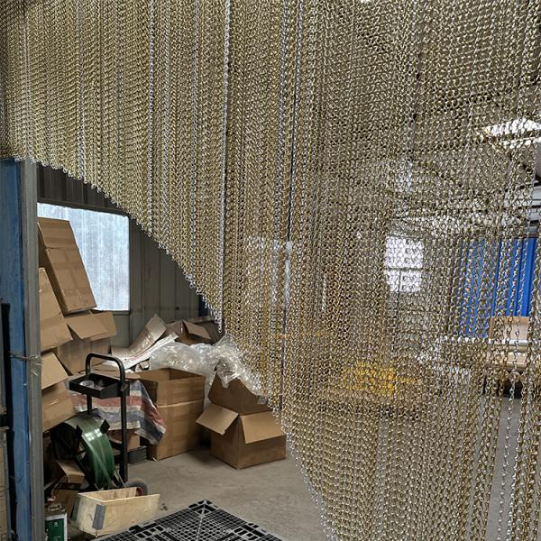 Custom Size Decorative Golden Aluminum Metal Mesh Shower Ceiling Wall Room Curtain