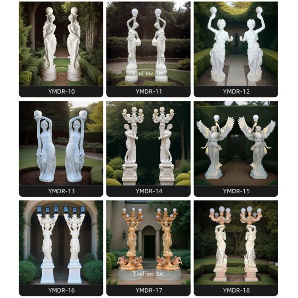 Outdoor Garden Life Size Marble Human Figure Statue Light