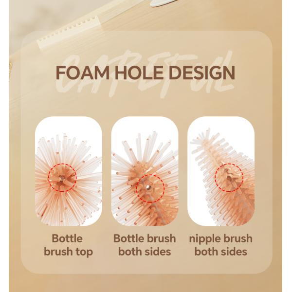 Easy Operation Liquid Storage Foam Patent Food Grade Silicone nipple Brush Bottle or Baby Products Special