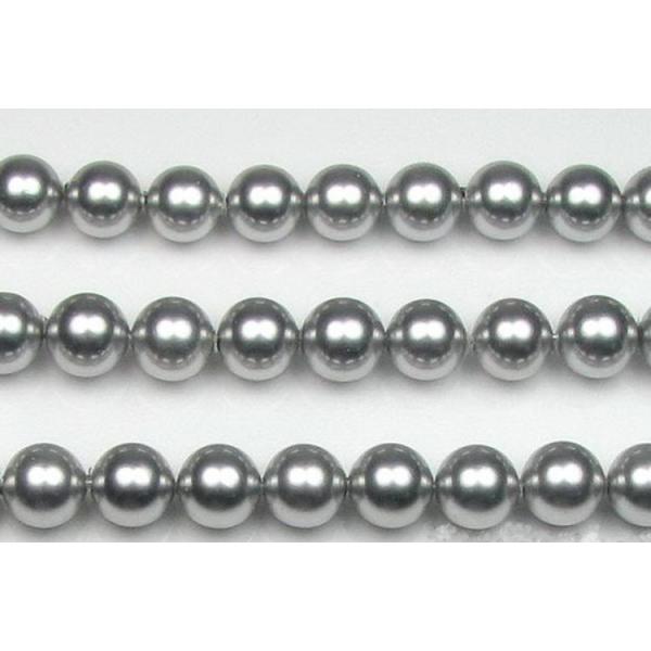 DIY Handmade 8mm Light Gray Round Shell Pearl Strand Wholesale Online