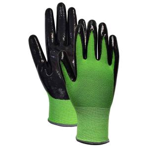 China Middle Duty Gardening Work Gloves Bamboo Viscose Knit Palm Nitrile Coated on sale