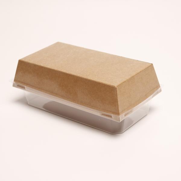 Food Bakery Packaging Box Lidded Kraft Paper Cake Container With Plastic Cover