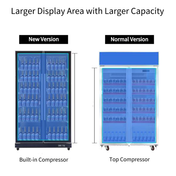 220V-240V Vertical Display Fridge , Multicolor LED Upright Glass Door Chiller