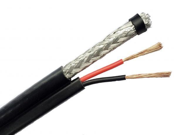Composite RG6/U Coaxial Cable 95% Coverage with Power Feed Wire for HD Camera