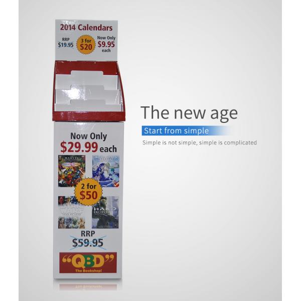 Portable Cardboard Floor Display Stands 54 * 40 * 168 cm For Calendars / Books