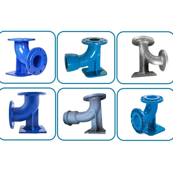 GGG40 Cast Iron Pipe Fittings Double Flanged 90 Degree Duck Foot Bend 230 Hardness