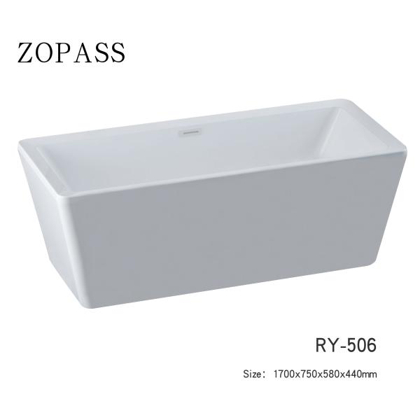 Durable Acrylic Square Freestanding Bathtub 3D Model Larger Space