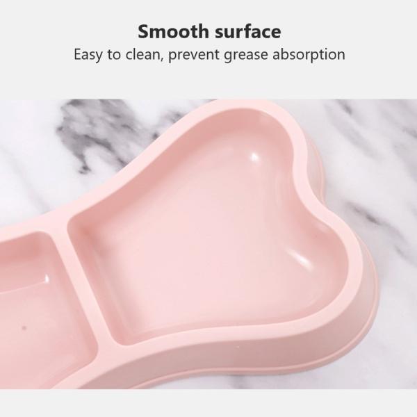 Pet Bowls Feeders Sustainable Macaron Color Bone Shape Double Food Bowl for Dogs and Cats