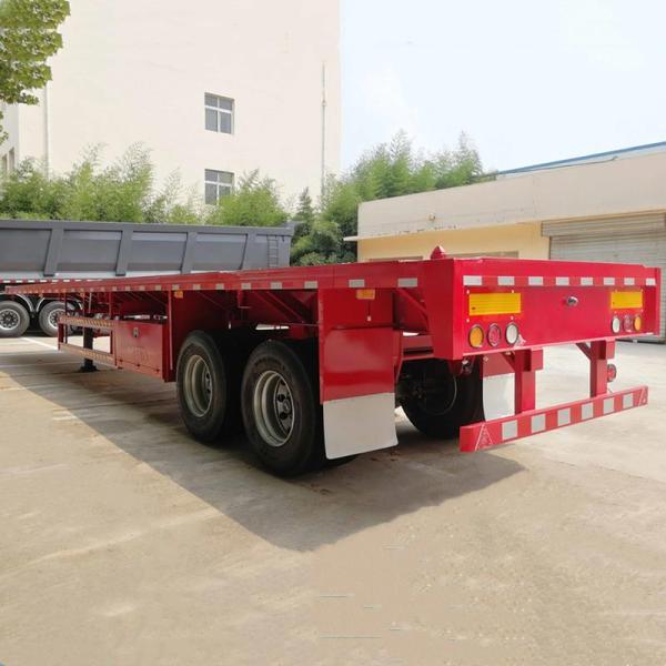 Promotional Flatbed Truck Semi Trailer 2 3 4 Axles 50 60 80 100 Ton With Twist lock 40ft 20ft platform container semi trailer