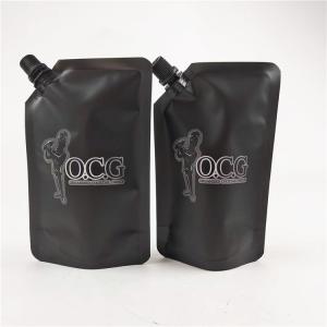 Quality Squeeze Liquid Stand Up Spout Pouch Bag Black Matte Print Label Juice wholesale