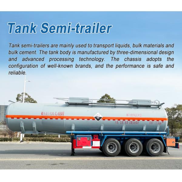 3 axles Large Tank Semi Trailer For Dangerous Chemical Liquid Transport 32T Max Payload