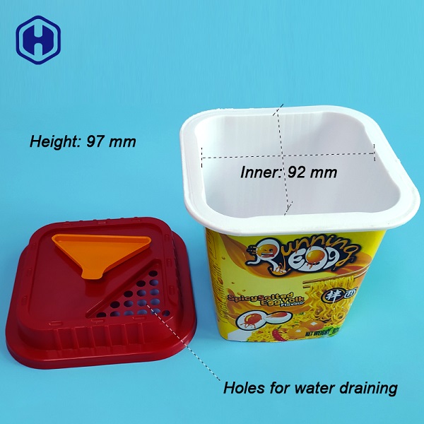 Instant Food 92MM IML Plastic Containers With Holes