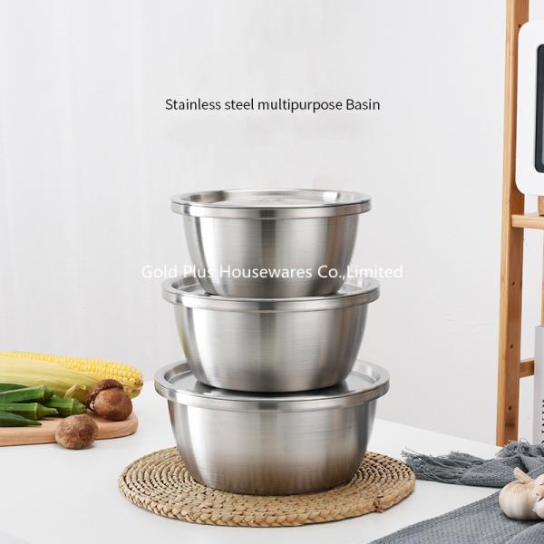 Functional 18cm Diameter Stainless Steel Basin Bowl With Lid