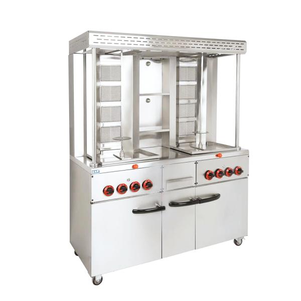 8 Burners Gas Doner Machine for Middle East Restaurant Stainless Steel Shawarma Grill