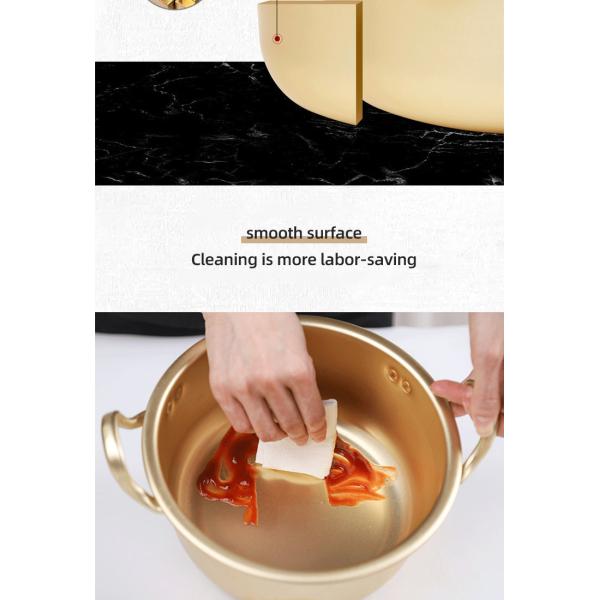 Korean Cookware Kitchen Gold Instant Noodle Pot Home Stock Pot Small Pan Aluminum Ramen Soup Pot With Lid