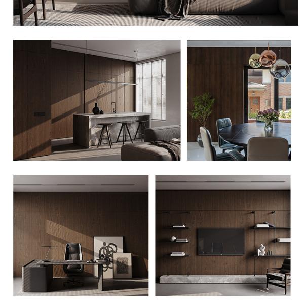 Carbon Crystal Bamboo Charcoal Wood Veneer Wood Grain Wall Panels Mould Proof