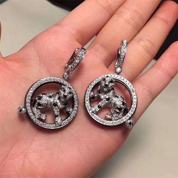 C Earrings full of diamonds leopar white gold yellow gold rose gold diamond earring Jewelry factory in Shenzhen, China