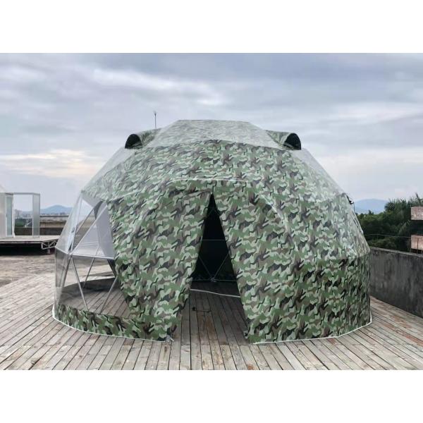 Camouflage Outdoor Hotel Steel 5M Geodesic Dome Tent UV Resistance Dome Camping Tent