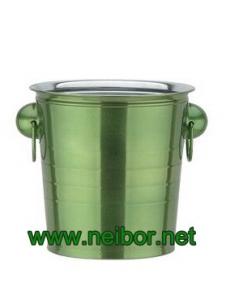 Quality Green color stainless steel ice bucket 3L 5L metal beer bucket beer tub beverage cooler wholesale