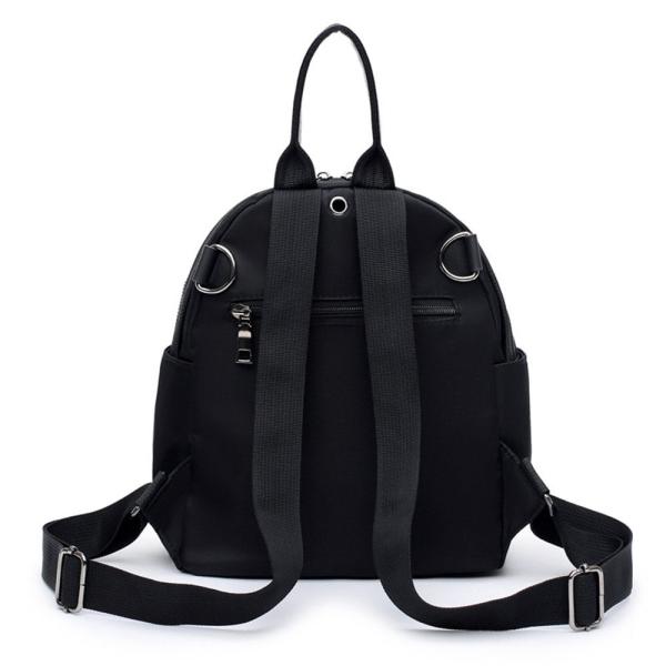 Nylon Embroidery Double Shoulder Bag Female Korean Version of The New Fashion Oxford Cloth Tourism - BLACK 