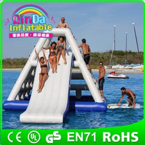 Quality QinDa Inflatable water game inflatable floating water slide inflatable pool water slide wholesale
