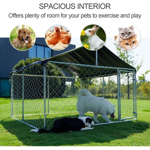 Outdoor Heavy Kennel High Strength Stainless Steel Black Large Dog Cage 10' X 5' Heavy Duty Welded Mesh Modular Outdoor Dog Kennel Heat Treated 3D