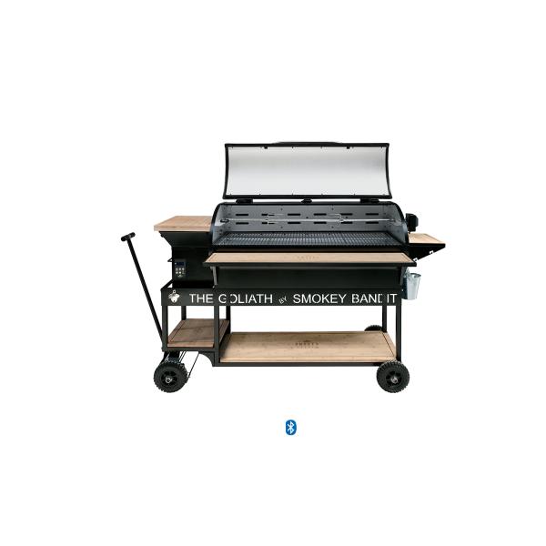 Large Black Wood Pellet Barbecue Grills Steel Structure Restaurant Outdoor Use