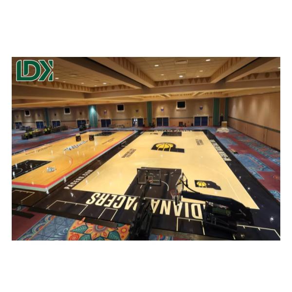 Detachable Hardwood Indoor End School Wooden Sport Basketball Volleyball Court Wood Flooring With Customized Logo