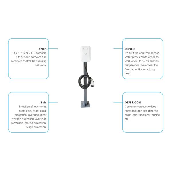 32A Type1 J1772 7kw Electric Car Charger Wall Mounted Outdoor Public Smart Fast Level 2