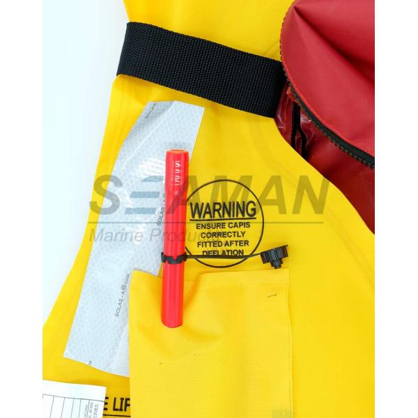 EC / MED Approval 150N Orange Red Double Air Chamber Inflatable Life Jacket With Harness