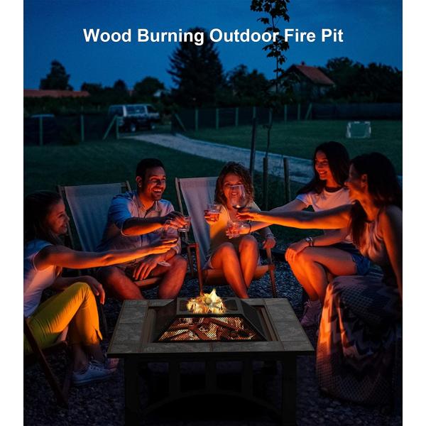 Outside Table Square Patio Outdoor Barbecue Fire Pit With Ceramic Tile