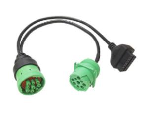 Quality OEM Type 2 Green J1939 9 Pin Deutsch To Obd2 Cable Connector For Truck Reader wholesale