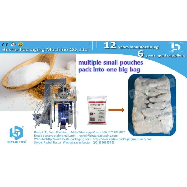 Automatic packaging line for white sugar 30 small pouches counting and stacking in big pouch