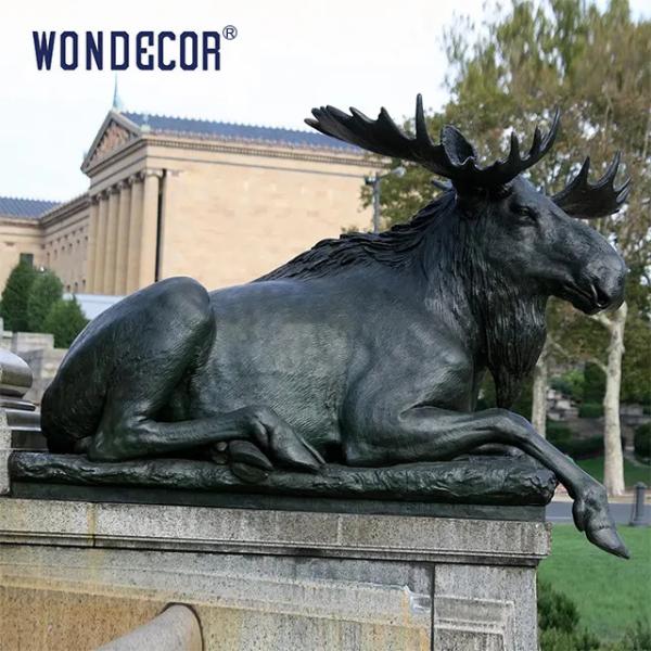Large animal wild decoration garden home artwork brass moose sculpture