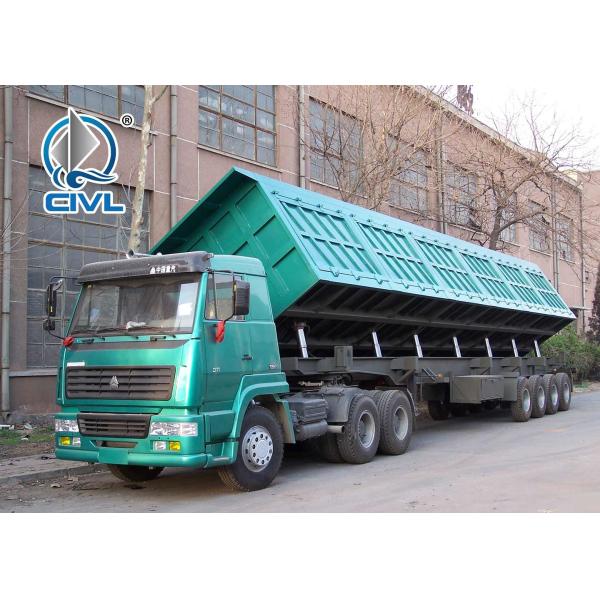 Three Axle Side Dump Semitrailer / 60 - 80 Tons Dump Truck SINOTRUK Brand