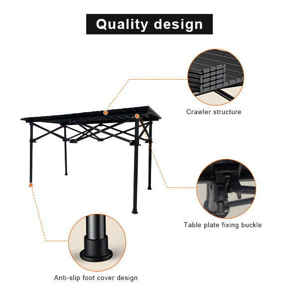 Small foldable camping table side view