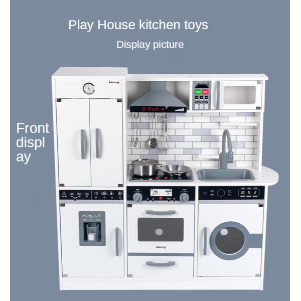 Large 82.5cm Refrigerator Wooden Miniature Kitchen Set Stove White Black