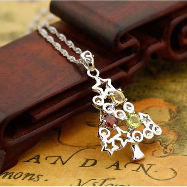 925 Silver Chain Christmas Tree Pendant Necklace(N12282)
