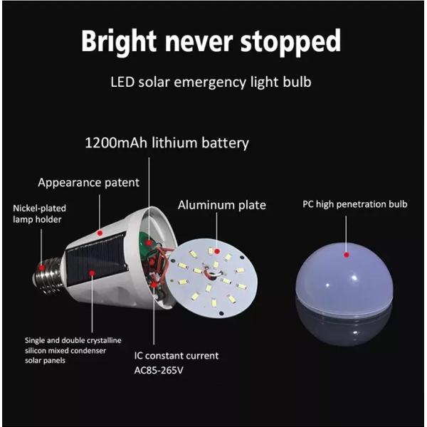 1200mah Solar Emergency Lights Rechargeable Solar Light Bulb IP65