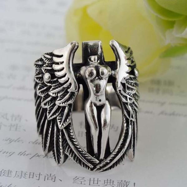 Thai Sterling Silver Angell Style Men's 925 Silver Ring (R6030806)